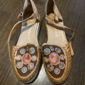 Floral Embroidered Leather Sandals
